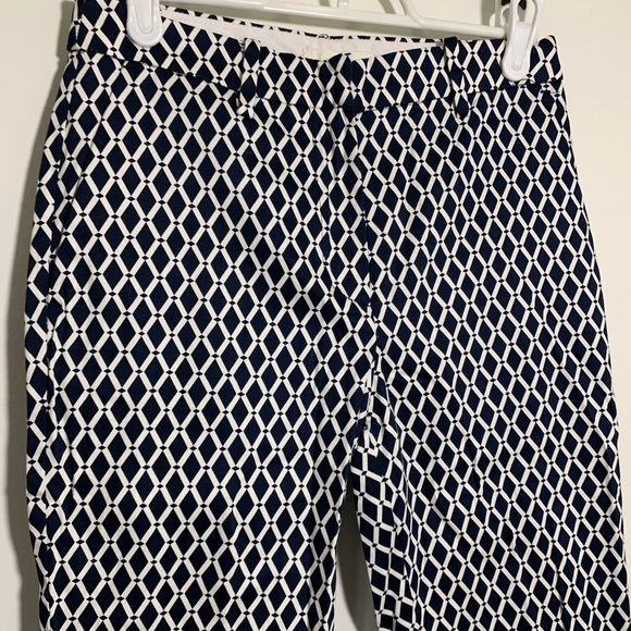 H&M Ankle-Length Patterned Trousers - Navy & White - Picture 6 of 10